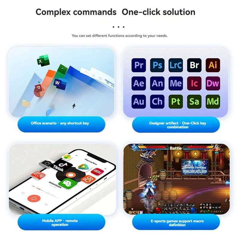 AC56-MK424BT 4키 미니 맞춤형 키보드(기계식 파란색 스위치 포함) USB+BT 듀얼 모드 매크로 프로그래밍 가능 키보드