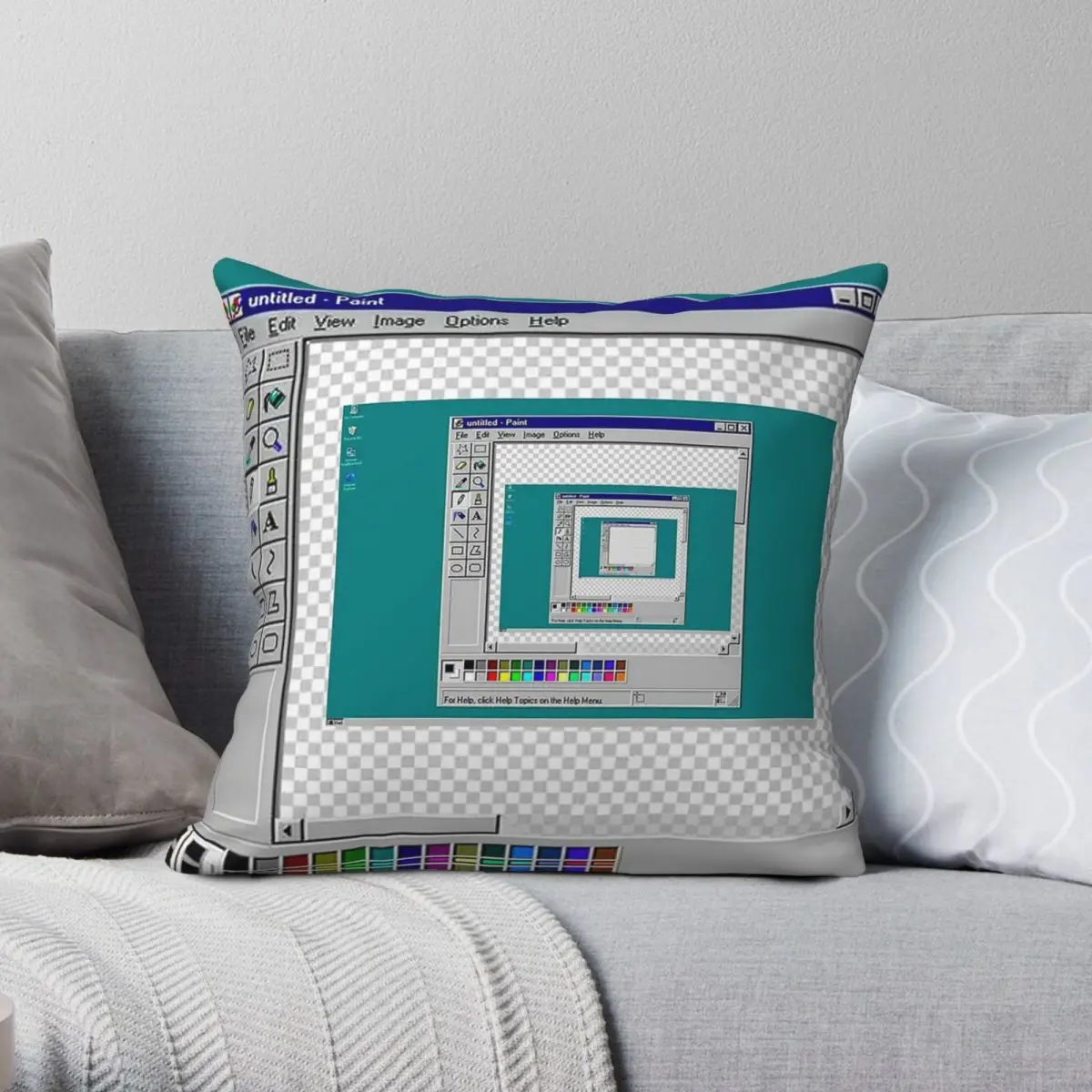 Paint Application Retro Square Pillowcase Polyester Linen Velvet Pattern Zip Decor Pillow Case Bed Cushion Case