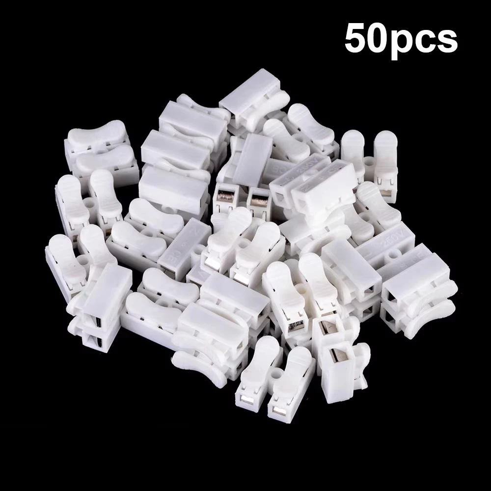 2Pin Push-in Quick Terminal Connector, Flame Retardant LED Light Connector, 55Pcs Box /50Pcs Bag Wiring Cable Connector