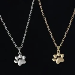 Hot Fashion Cute Pets Dogs Footprints Paw Gold/Silver Color Chain Necklace & Pendant Jewelry For Women Girls Sweater Necklace