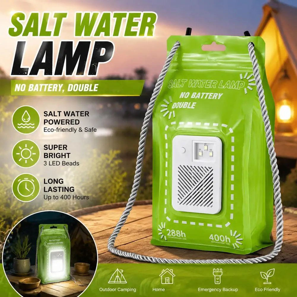 

Saltwater Powered LED Lamp Portable Emergency Survival Light Adjustable SOS Mode Outdoor Camping Home Blackout Illumination