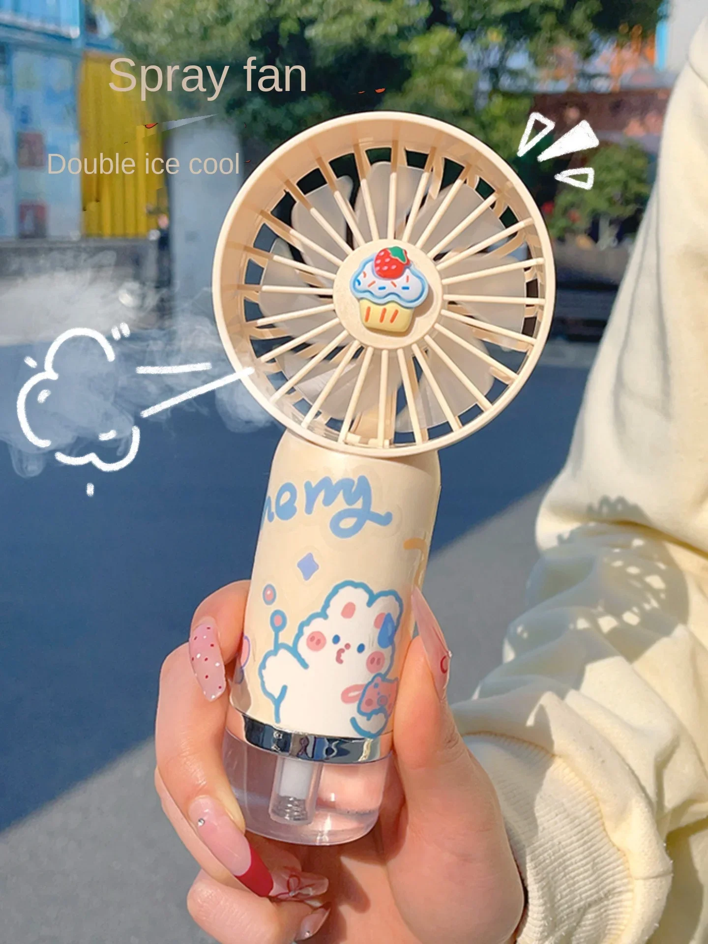 Gree handheld spray small fan USB charging mini new portable cute students quiet cooling in class