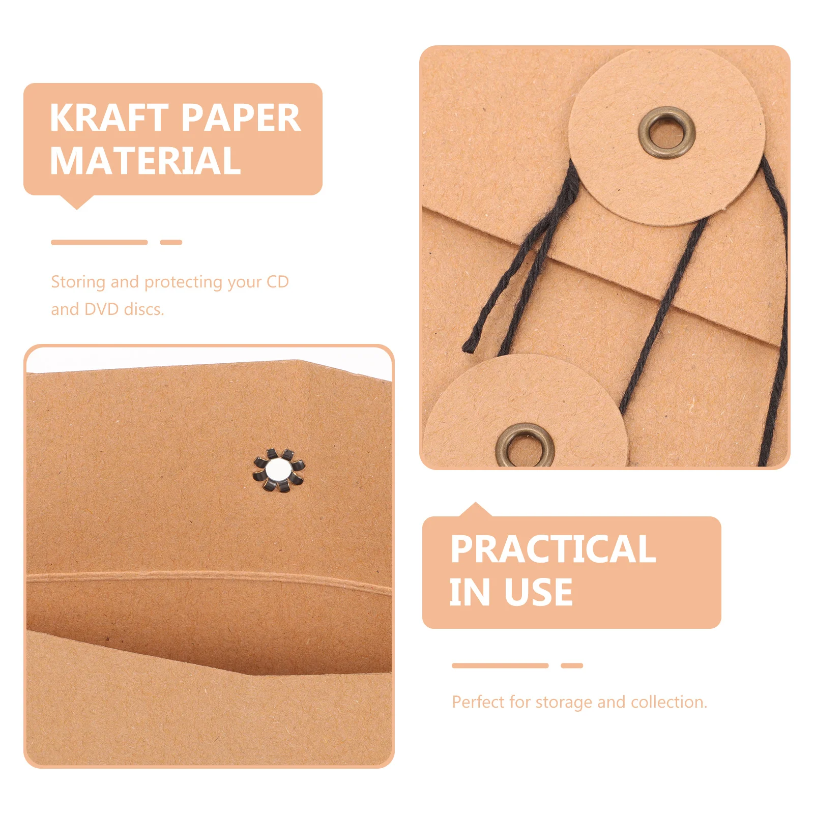 10 peças envelope kraft papel traseiro cd dvd suporte de armazenamento mailers envelopes mangas