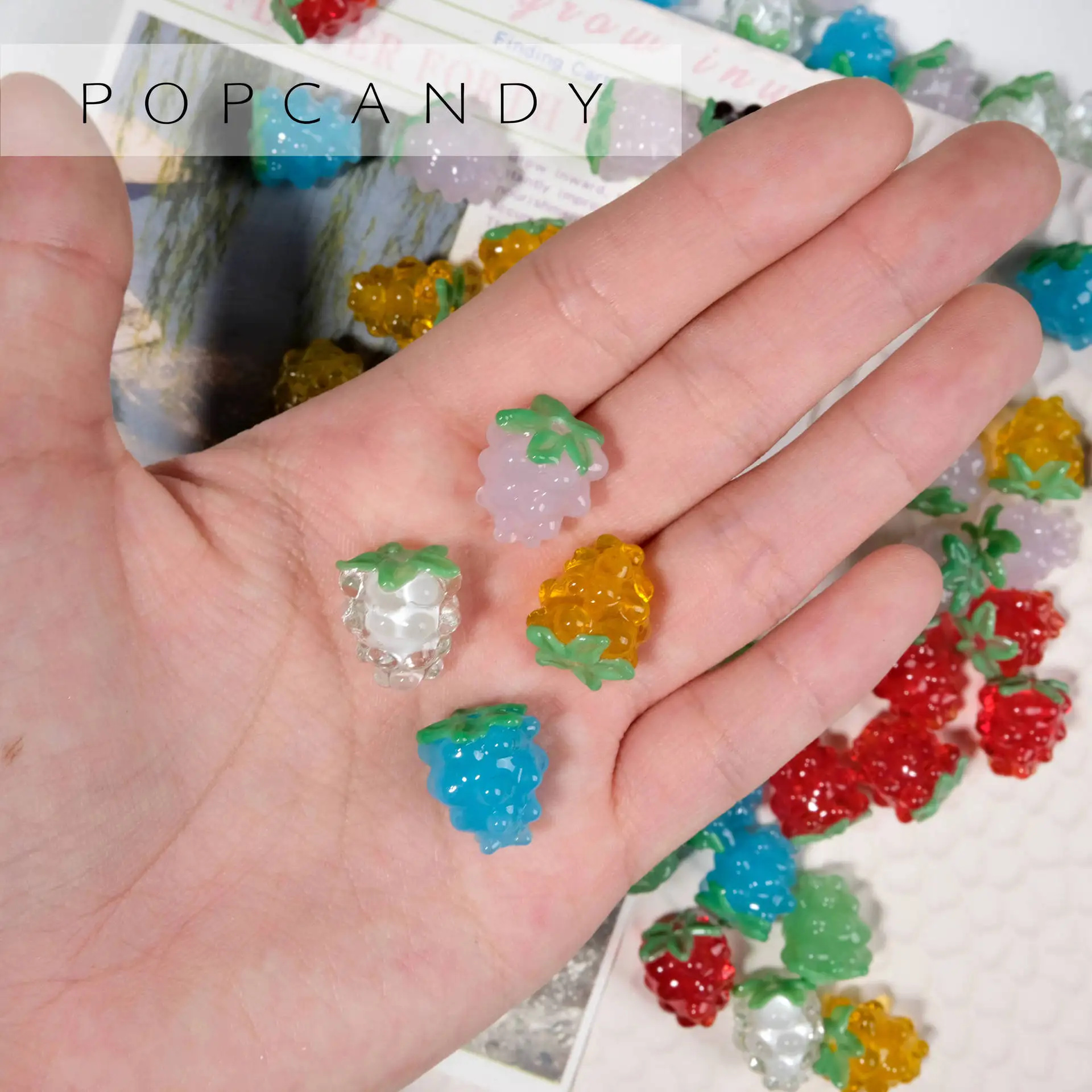 SG14 2Pcs New Fashion Cute Fruit Glass Beads Exquisite Fruits Handmade Raspberries DIY Bracelet Earrings Accessories Material