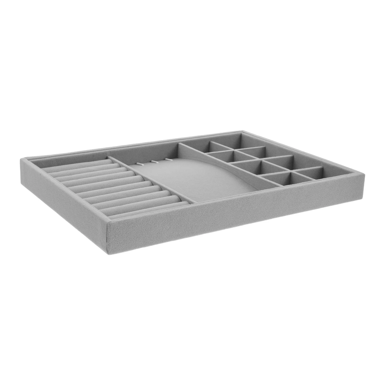 Jewelry Organizer Tray Stackable Grey Jewelry Storage Insert Ring Display Holder For Women Drawer Table Display Stand