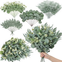 20pcs Artificial Mixed Eucalyptus Leaves Stems Silver Dollar Leaves for DIY Bouquets Floral Arrangement Home Decor Wedding
