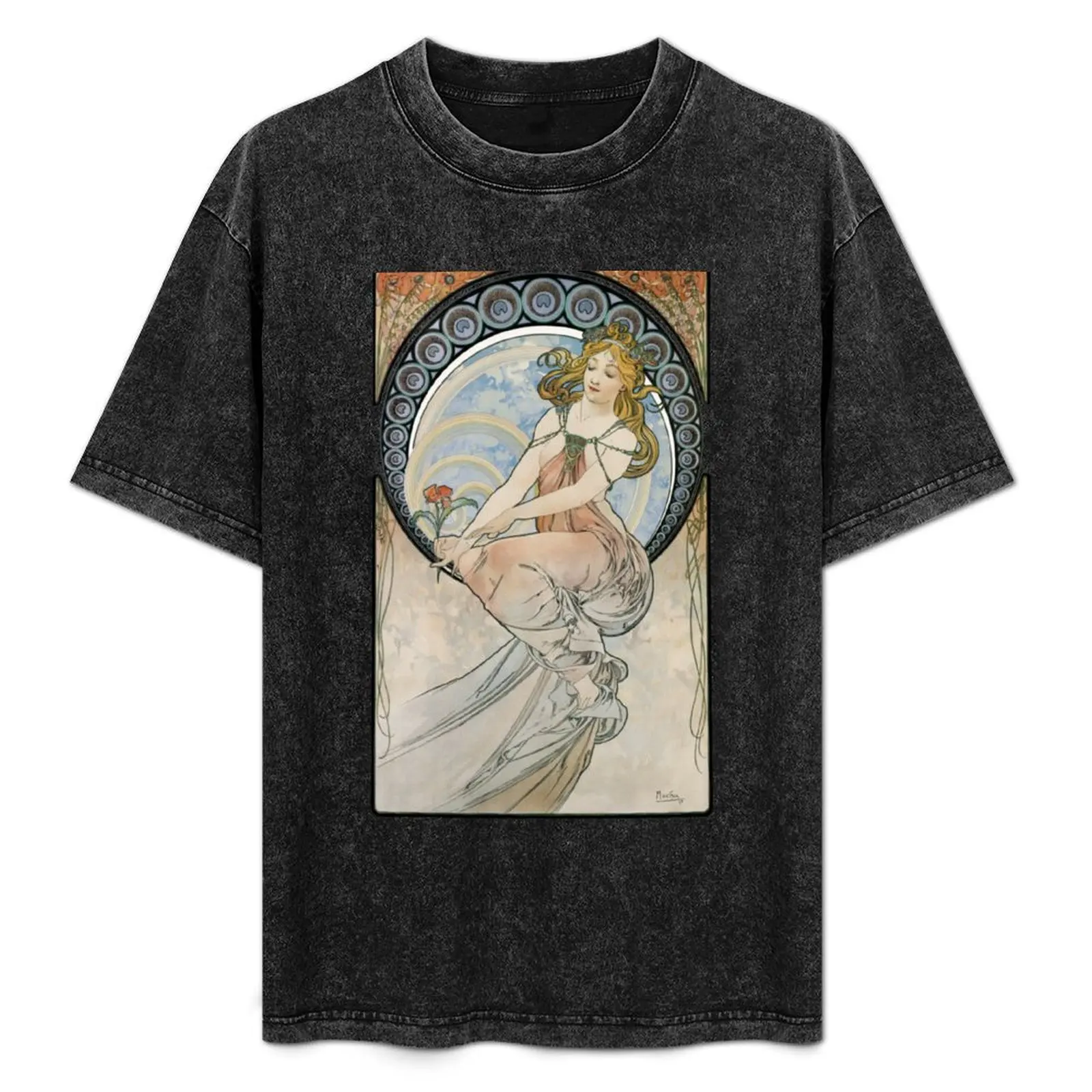 The Arts: Painting Alphonse Mucha T-Shirt Heavy Duty Casual Work Tee