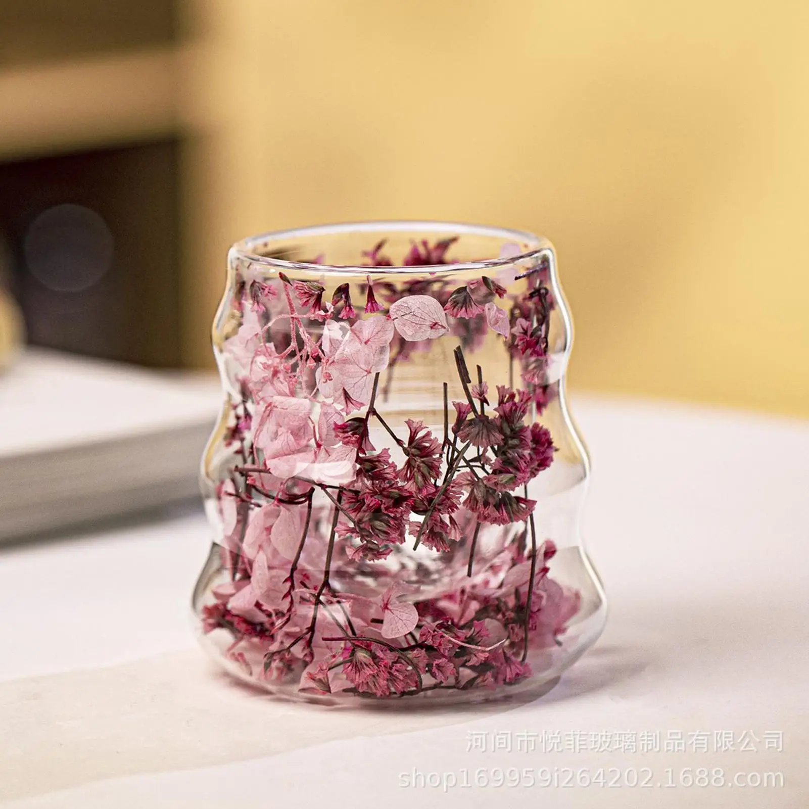 

Glass Mugs Dried Flower Double Insulated Glass Coffee Mugs 160ml Reusable Tumbler For Hot Cold Beverage Cappuccino Latte Milk