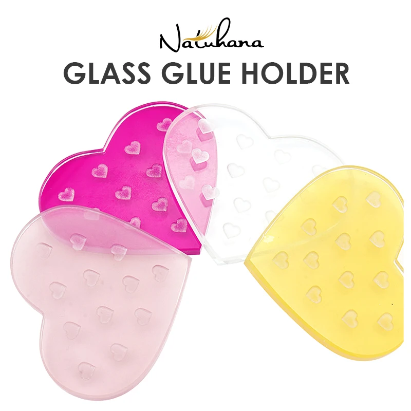 

NATUHANA Color Heart Glass Gasket Eyelash glue Stand Holder Pad Eyelashes Extension Adhesive Pallet Paste Glue Pad Makeup tool