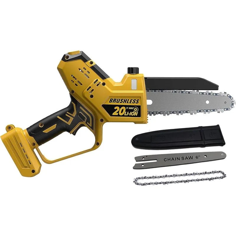 Mini Chainsaw for Dewalt 20V MAX Battery, Auto-Oiler, 8-Inch and 6-Inch 2-IN-1 Brushless Cordless Pruning Chainsaw,