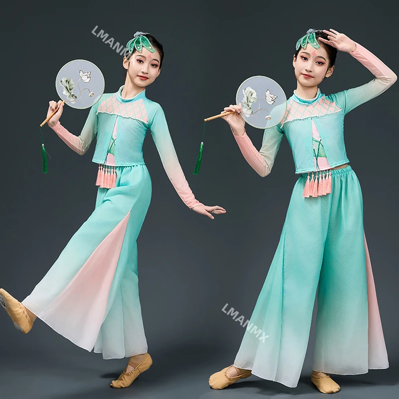 

Children's performance costume with graceful lotus leaves, classical dance with graceful lotus leaves, Jiangnan dance costume