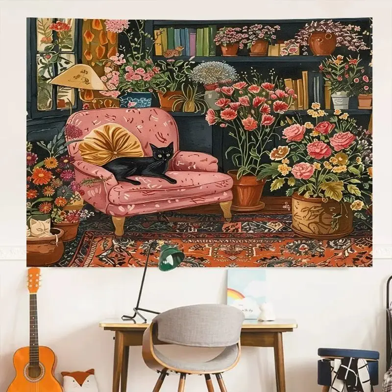 VIKAMA Potted Tropical Plants Tropical Botanical Wall Art Tapestry for Living Room Bedroom Home Aesthetic Decor