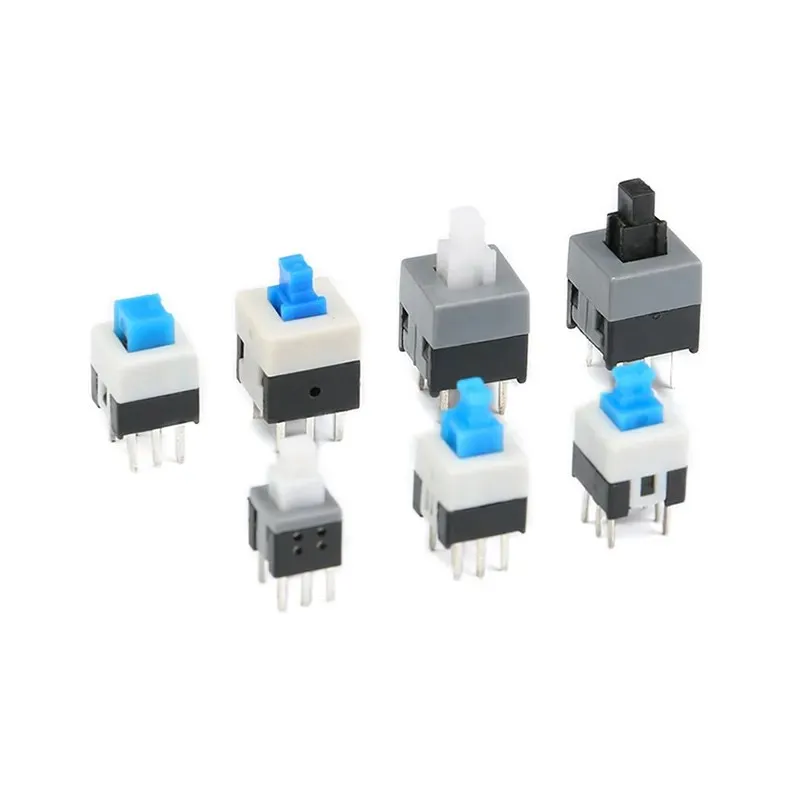 

100PCS Self-locking / Unlocking Switch 5.8*5.8MM 7*7MM 8*8MM 8.5*8.5MM 6 Pin DPDT Mini Push Button Flat 7X7mm Micro Switch Kit