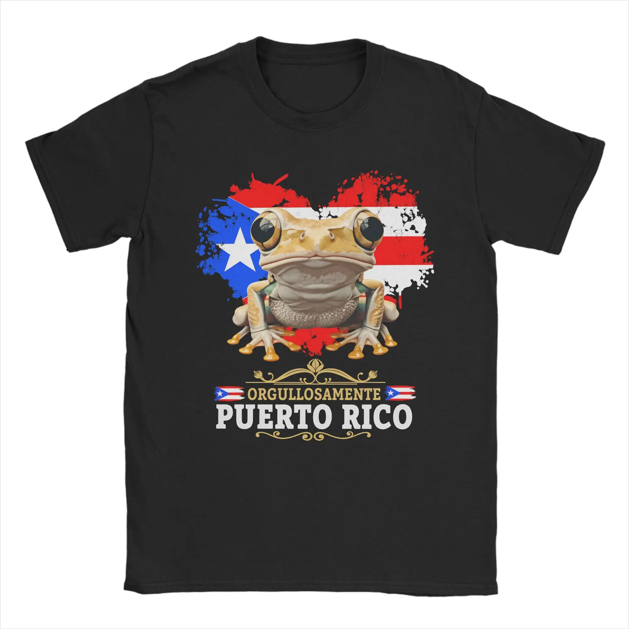 Humor Coqui Frog Puerto Rico Flag Puerto Rican T-Shirt for Men Round Neck 100% Cotton T Shirts  Short Sleeve Tees Adult Clothing