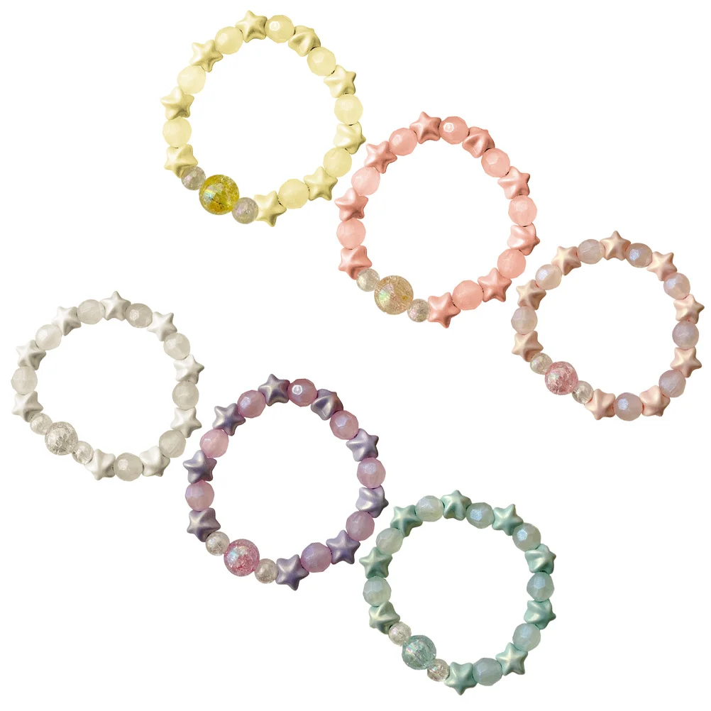 

6pcs Phone Key Chains Beaded Wrist Lanyards Acrylic Colorful Chains for Mobile Handbags Keys Cell Phone Accessories