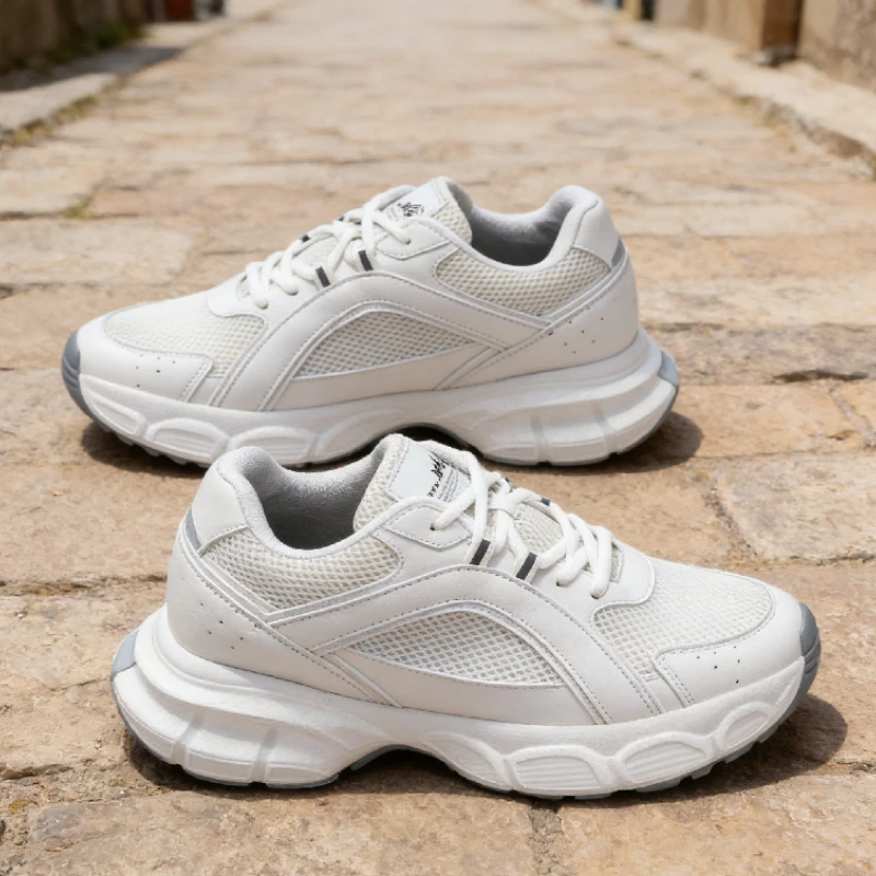 Men's Hidden Height Increasing Dad Shoes 6-10CM, Breathable Mesh Chunky Sneakers, Lace-up Shock Absorbing Elevator for Daily
