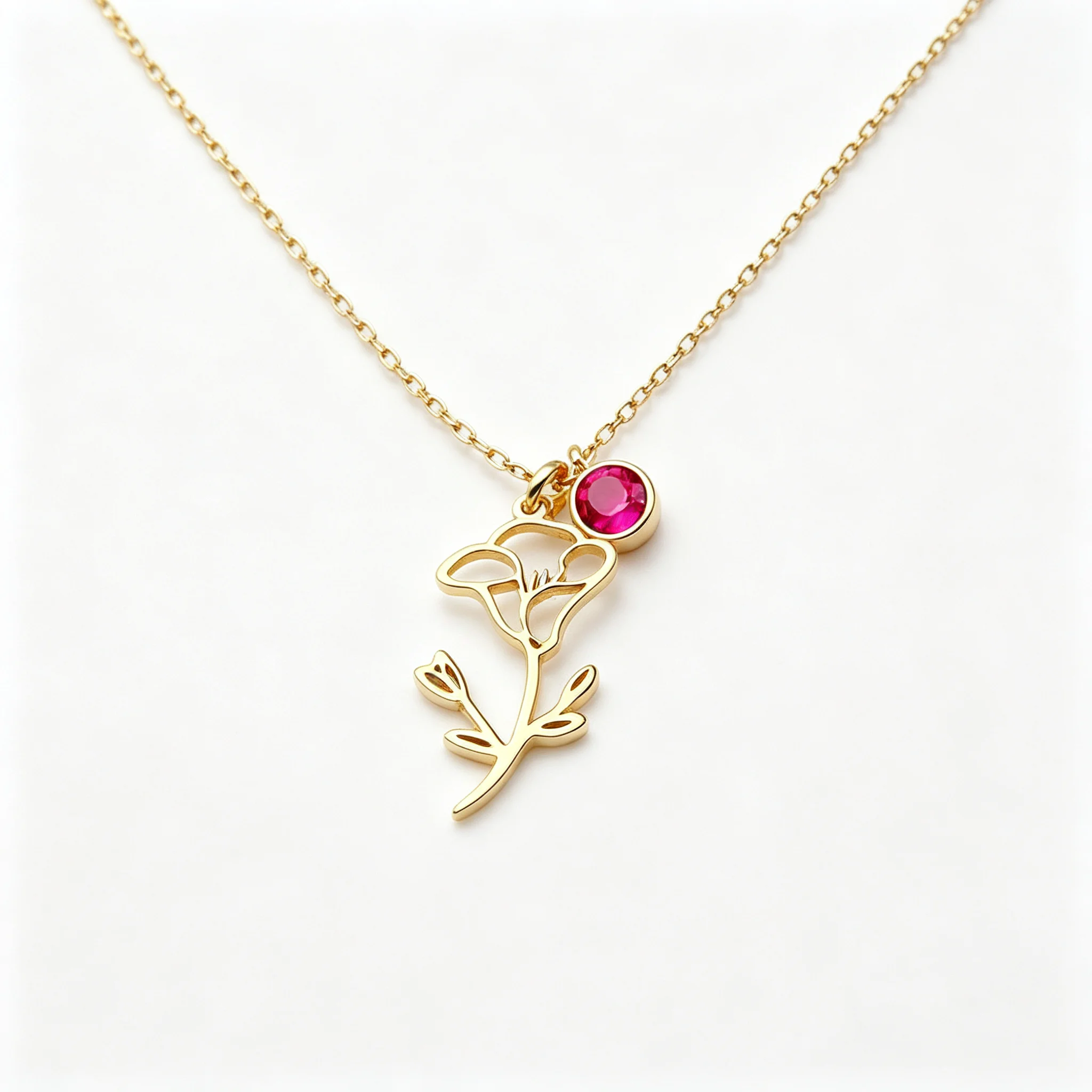 Customized Birth Moon Flower Stainless Steel Pendant Necklace with Personalized Birth Stone for Ladies Birthday Gift