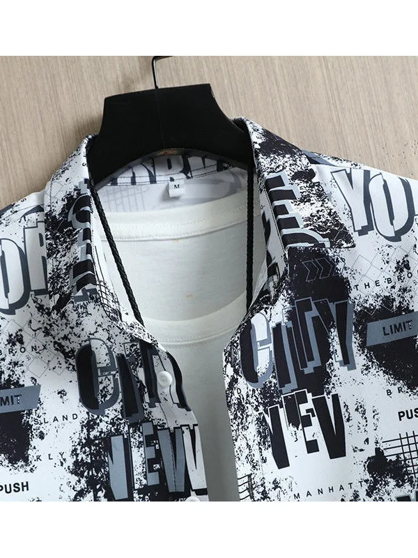 

Summer Printed Ice Silk irt Thin ort Sve No Ironing Required Men's Faion Top Breathable Loose Fit Youthful Sle