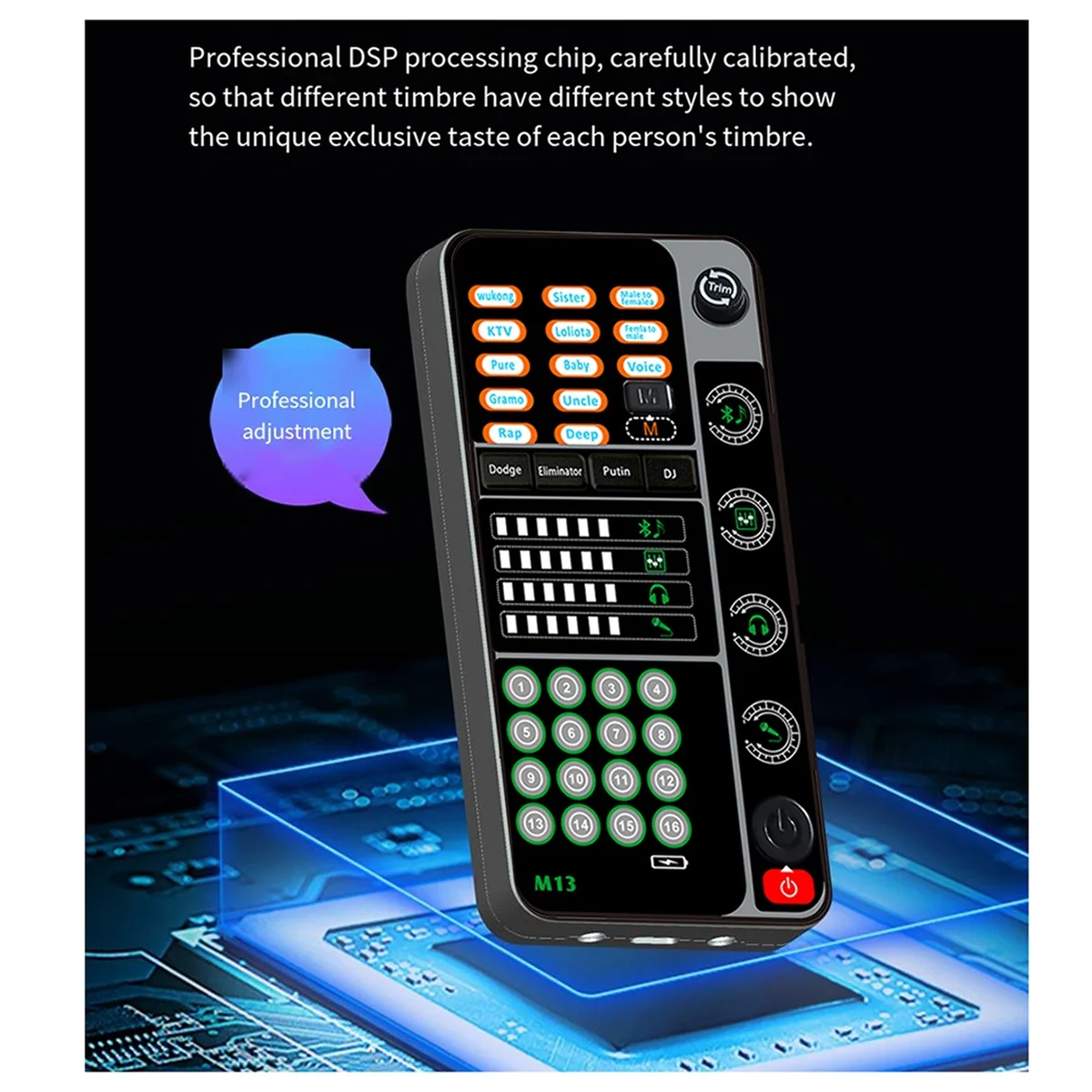 New M13 Voice Changer,Live Voice Card Voice Changer, Handheld Microphone Voice Changer with BT 3.5mm Port DJ Controller Vogue