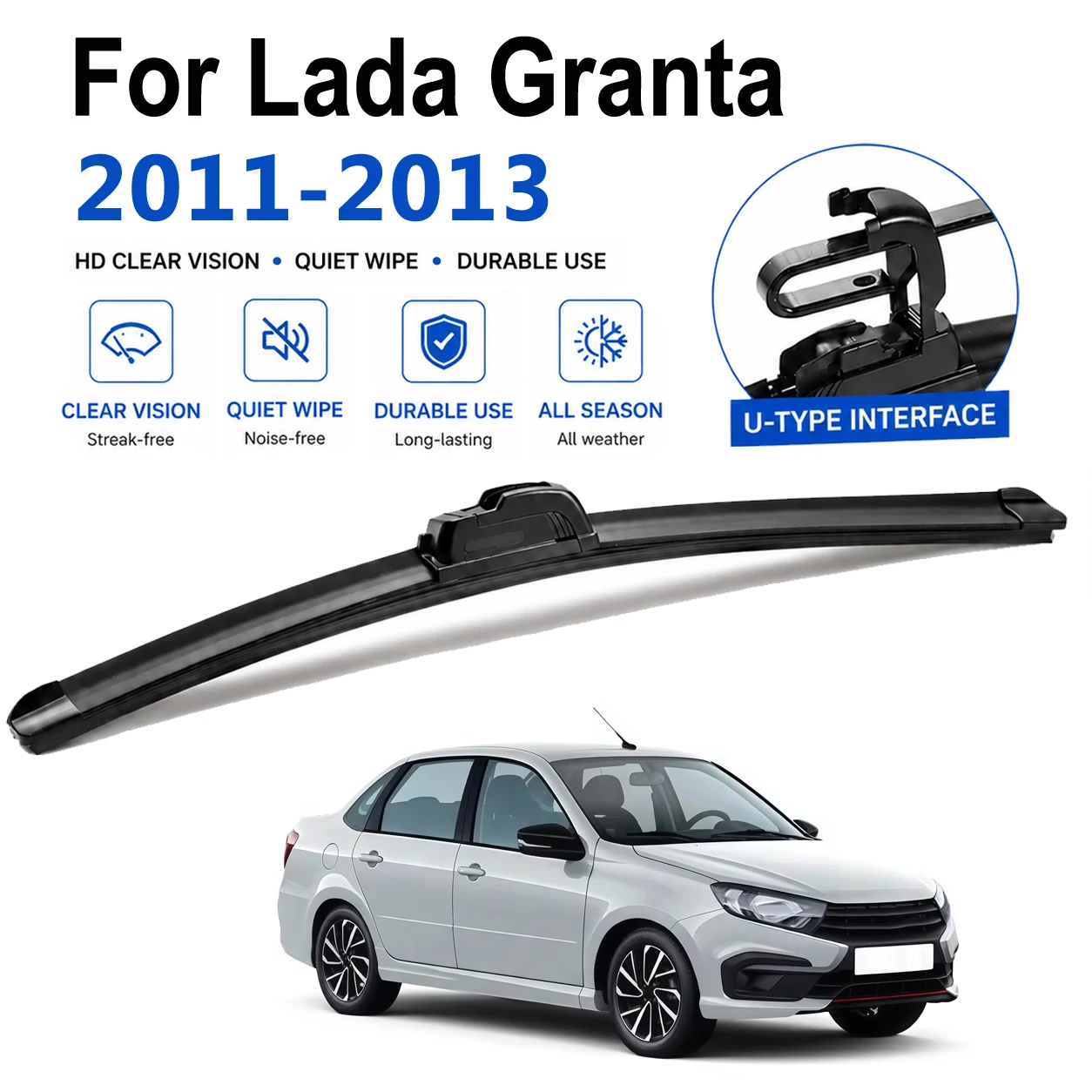 Exact Fit U Hook Wiper Blades For Lada Granta 2011-2013 Premium Rubber Quiet Auto Front Glass Rain Wiper 24