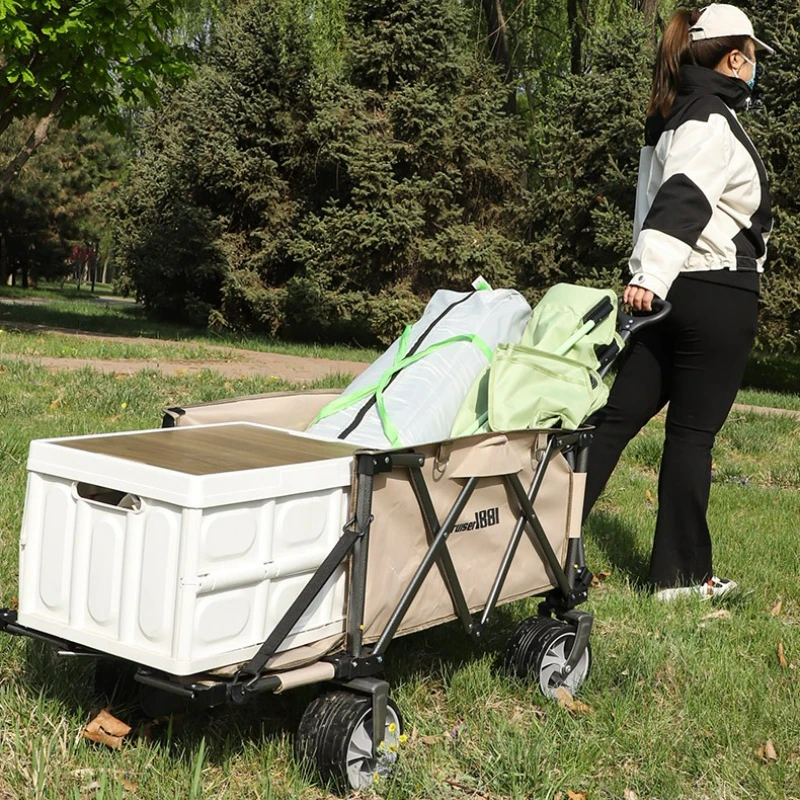 

180L Collapsible Wagon Cart with Wheels Foldable Duty Beach Wagons with Extra Large Capacity for Camping and Grocery hand cart