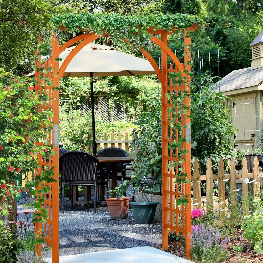 Garden Arches 7T Wood Backdrop Stand Wooden Trellis Arbor Climbing Arch or Ceremony Planting Patio Greenhouse Decoration Decor
