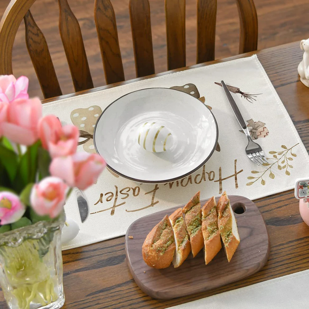

Easter Table Runner Decorative Place Mats Heat Resistant Placemats for Easter Party Decoration Kitchen Table Cloth Set