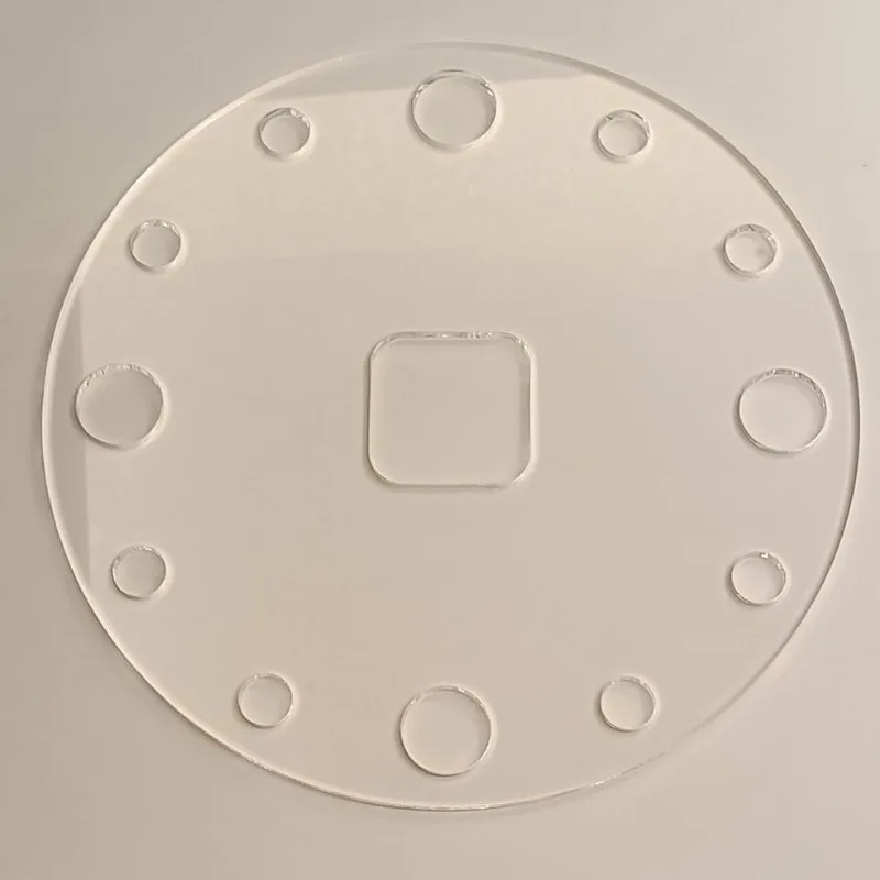 

12-дюймовый (30 см) прозрачный акриловый шаблон для часов, круглый циферблат, направляющая для инкрустации по дереву, для самостоятельного изготовления часов