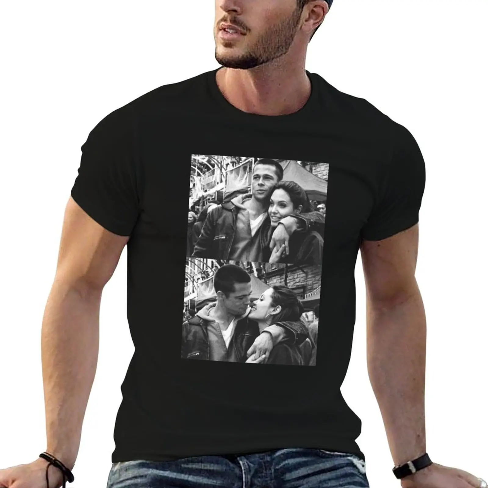 

brad pitt and angelina jolie T-Shirt man t shirt summer anime t shirts for man t shirts for man cotton T-shirt