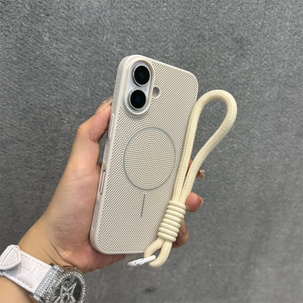For iPhone 17 Pro Max Case Peak White Cooling, Magnetic Hard Shell, Matte Mesh Compatible with iPhone 16 15 14 13 12 11