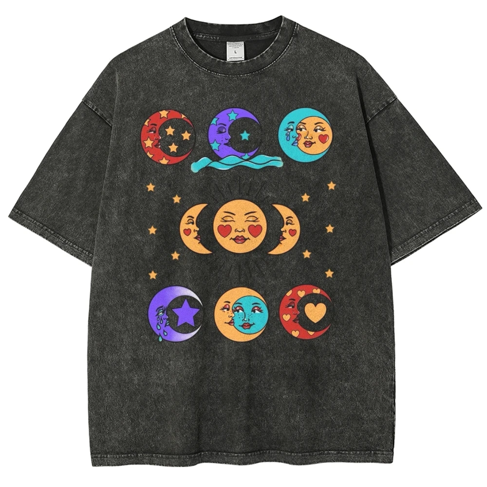 Miękka koszulka damska Cartoon Funny Sun Face Print Prezent urodzinowy Wysokiej jakości nowa koszulka z krótkim rękawem do codziennego noszenia