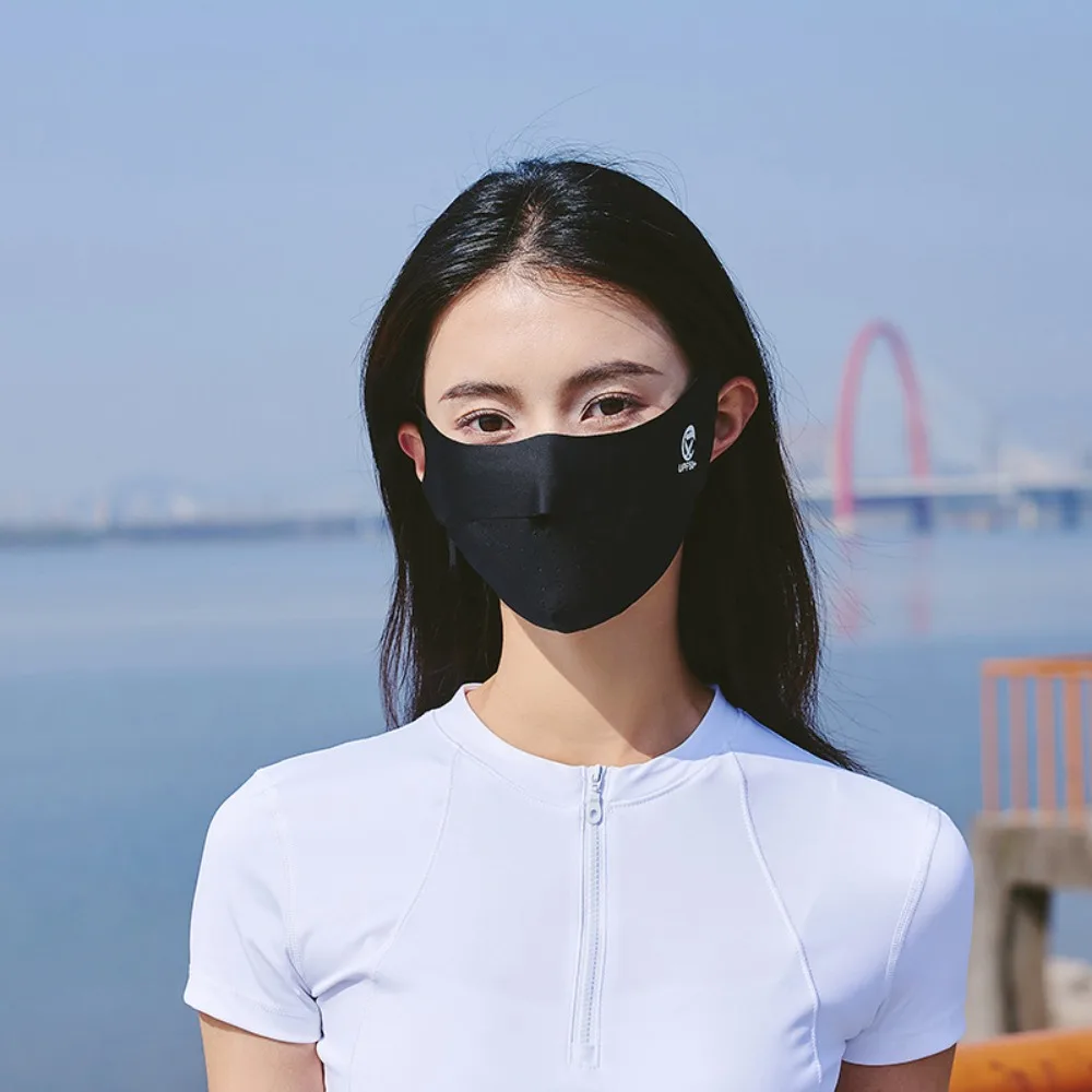 Fashion Solid Color Ice Silk Mask UV Protection Face Shield Face Cover Eye Protection Sun Proof Sunscreen Face Cover Fishing