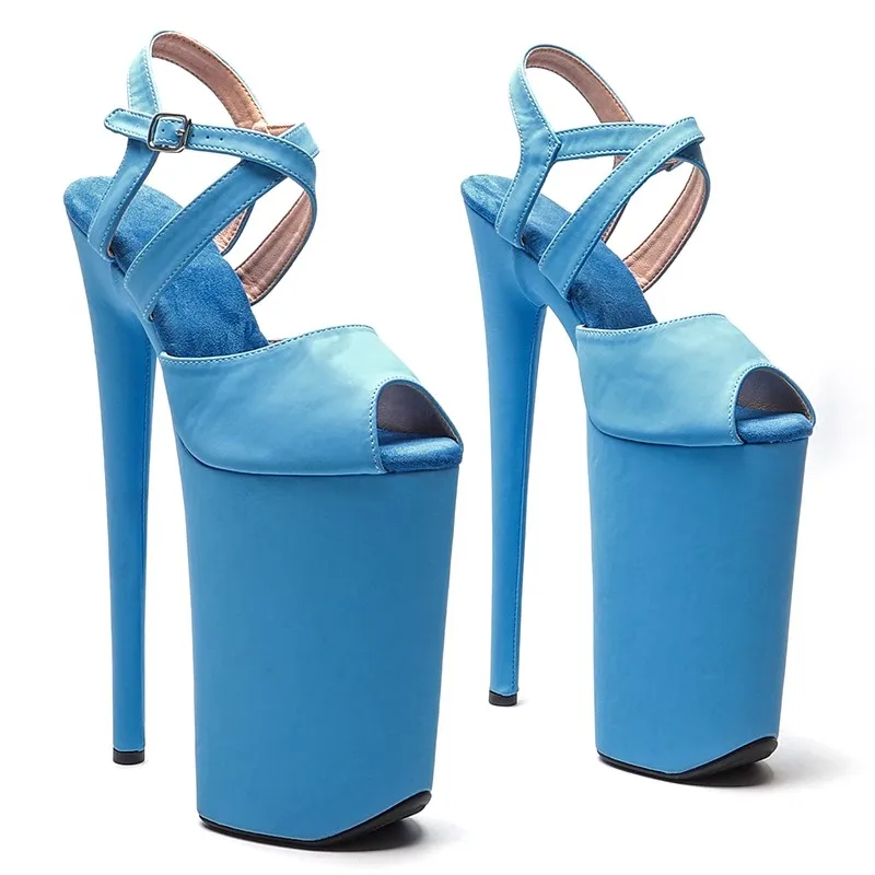 

Women's Blue 26CM/10inches PU Upper Sexy Exotic High Heel Platform Party Sandals Pole Dance Shoes 016