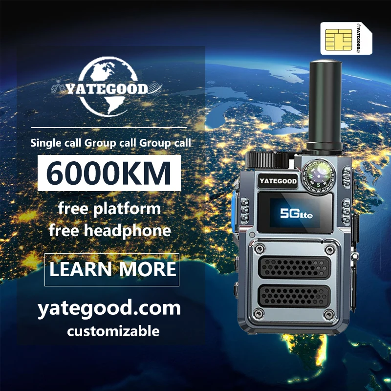 

YATEGOOD G5000 Walkie Talkie Нет ограничения расстояния Домофон Длительный режим ожидания Портативный Больше 5000 км 4G 5G