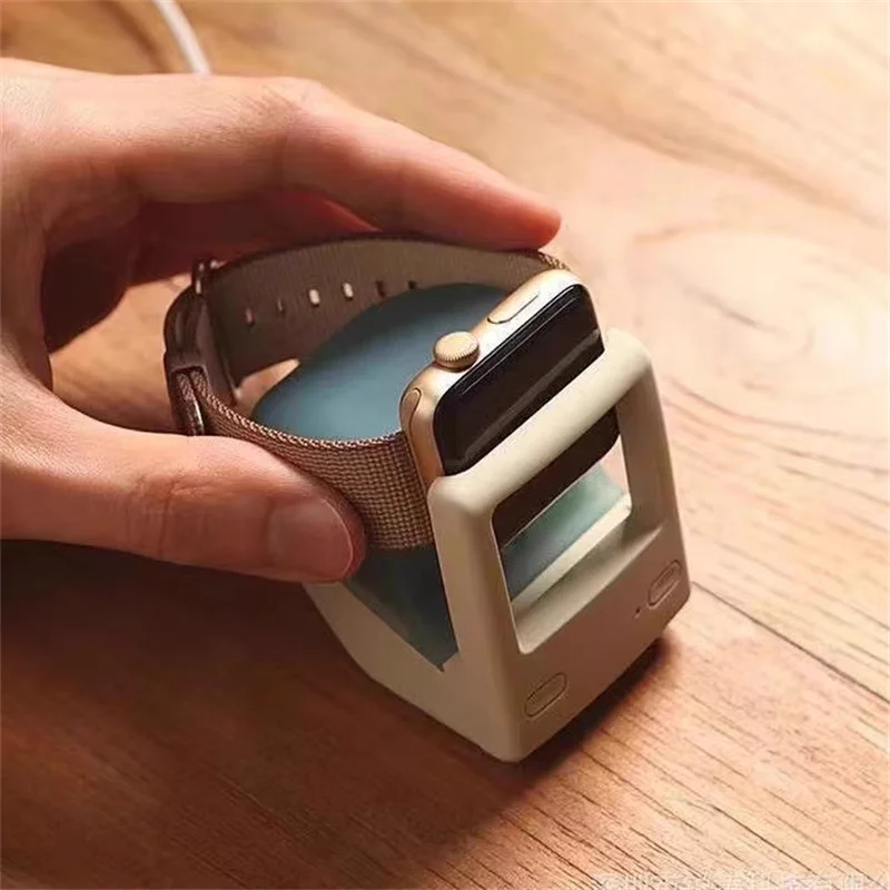 Suporte de Carregador de Silicone para Apple Watch, Suporte de Mesa, Suporte de TV Retro, Série iWatch 8 7 6 SE 5 4, 49mm, 45mm, 44mm, 41mm, 42mm, 38mm