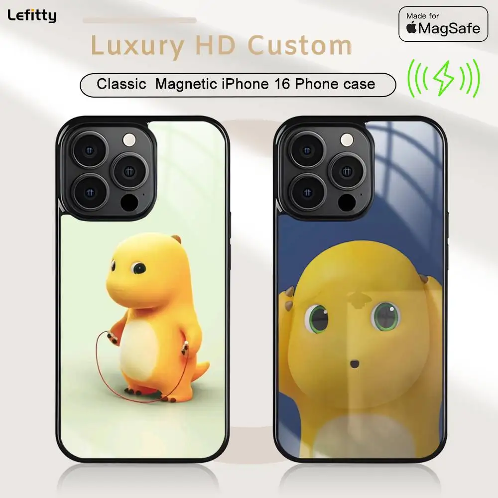 

Cute Milk Dragon Phone Case For iPhone 16 15 14 13 12 11 Pro Max Plus Mini Magsafe Charging Cover Magnetic Hard Shell