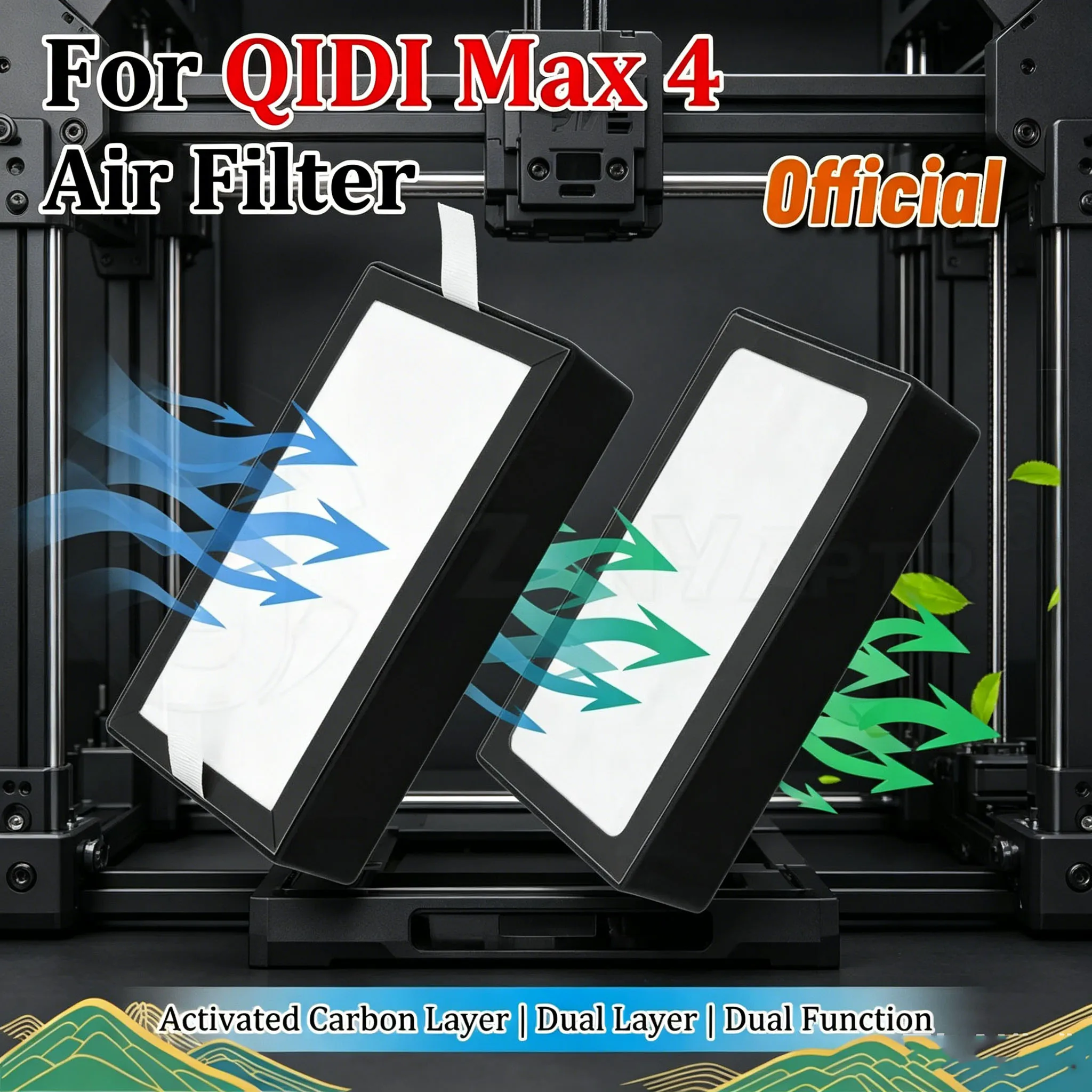 Smoke Odor Removal Activated Carbon Filter Fit QIDI MAX4 Printer, Replacement Air Filtration Maintenance Parts