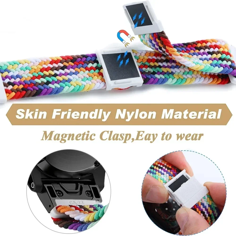 Garmin Forerunner Braided Nylon ، رباط غريزة ، سوار ، S70 ، S62 ، من من من النايلون ، من من من من من الصوف ، بالطوق ، بالطور 2 ، غريزة 26 ، 22
