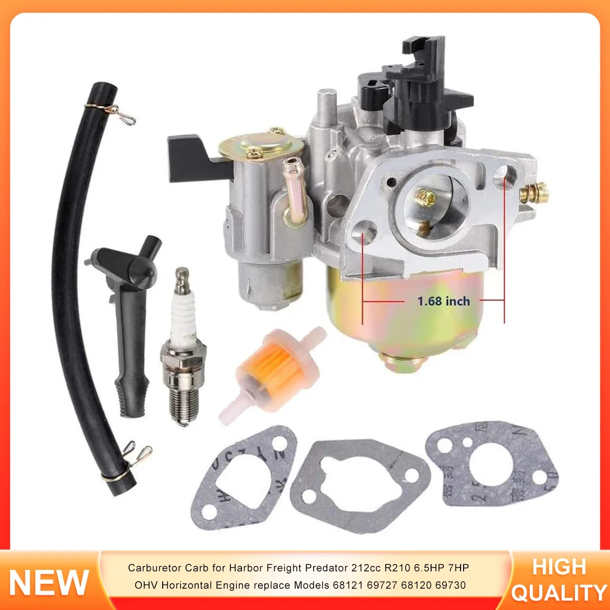 

Carburetor Carb for Harbor Freight Predator 212cc R210 6.5HP 7HP OHV Horizontal Engine replace Models 68121 69727 68120 69730