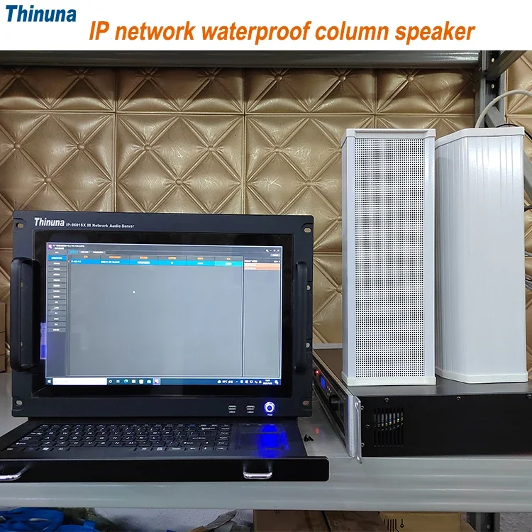 Custom Logo 40W Active Column Loudspeaker PA Public Address System Waterproof Wall Mounted Network IP POE Speaker For Church