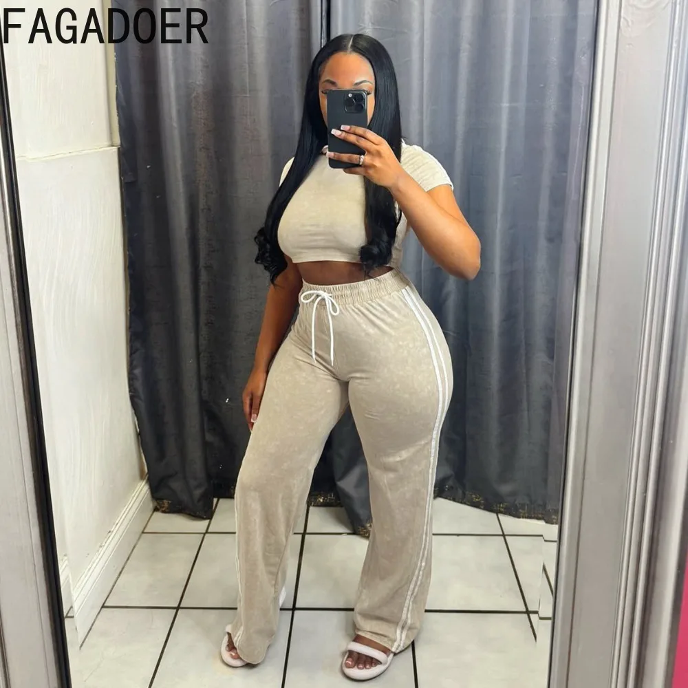 FAGADOER Autunno Nuovo Casual 2 Pezzi Set per Donna Stripe Patchwork Con Cappuccio Top e Pantaloni Tuta Femminile Abbigliamento Streetwear