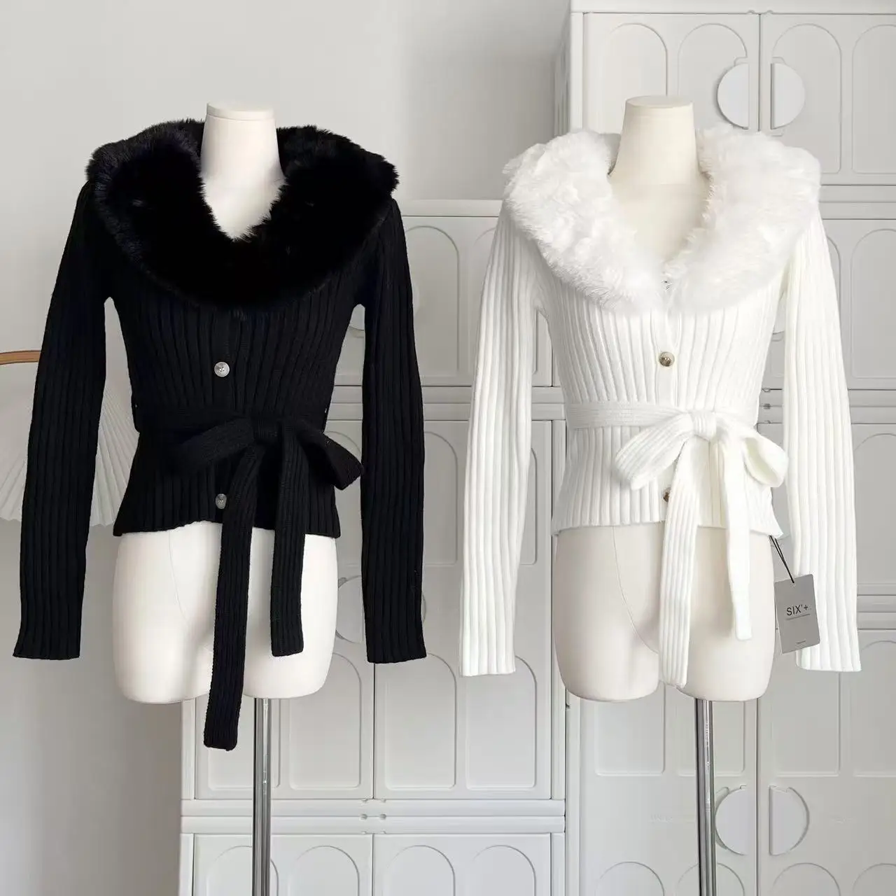 

Женский тонкий кардиган с воротником из искусственного меха и длинными рукавами, женская осенне-зимняя уличная одежда, элегантный однобортный меховой кардиган