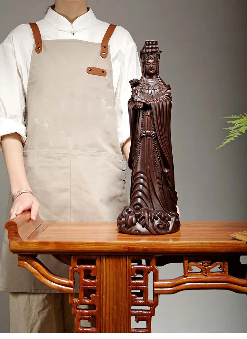 Southeast Asia Efficacious protection Ebony wood carving Goddess of the Sea Mazu Guanyin God HOME shrine altar FENG SHUI statue