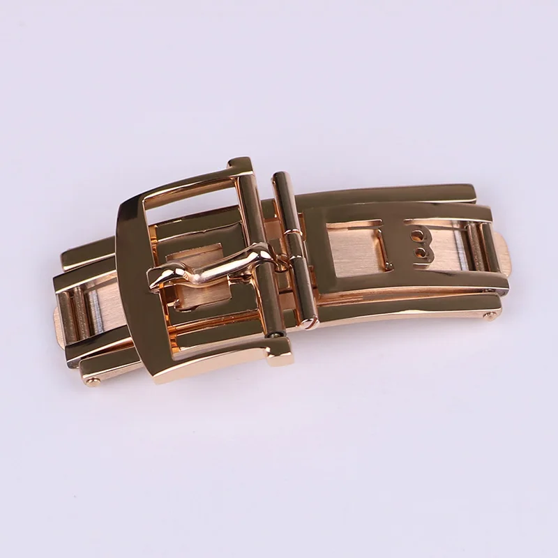 

XIANERSHANG Luxury Rose Gold B-lancpain Belt Buckle 316L Stainless Steel Butterfly Buckle 18MM Folding Clasps Watch Accessories