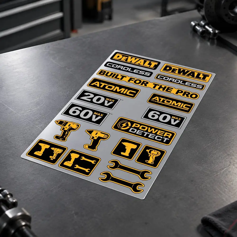 D-DEWALT Motorcycle Decal Sticker Kit Reflective Graphics For Helmet Tank Fairing Body Custom Bike