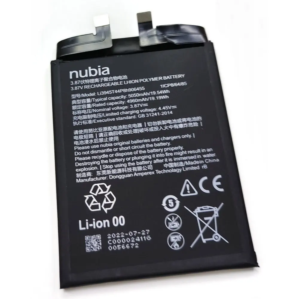 Original 3.87V 5050mAh Li3945T44P8H906455 Battery For ZTE Nubia Red Magic 6 Nx669J Mobile Phone