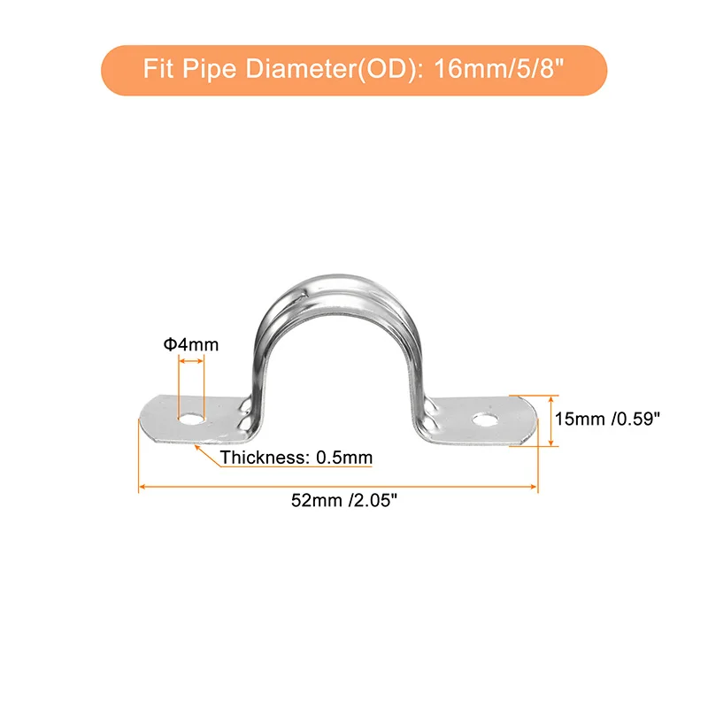 18/25pcs Rigid Pipe Straps Clamp Stainless Steel Pipe Clamps U-Shaped Bracket Tube Clip 16/20/25mm U Type Pipe Fasten Holder