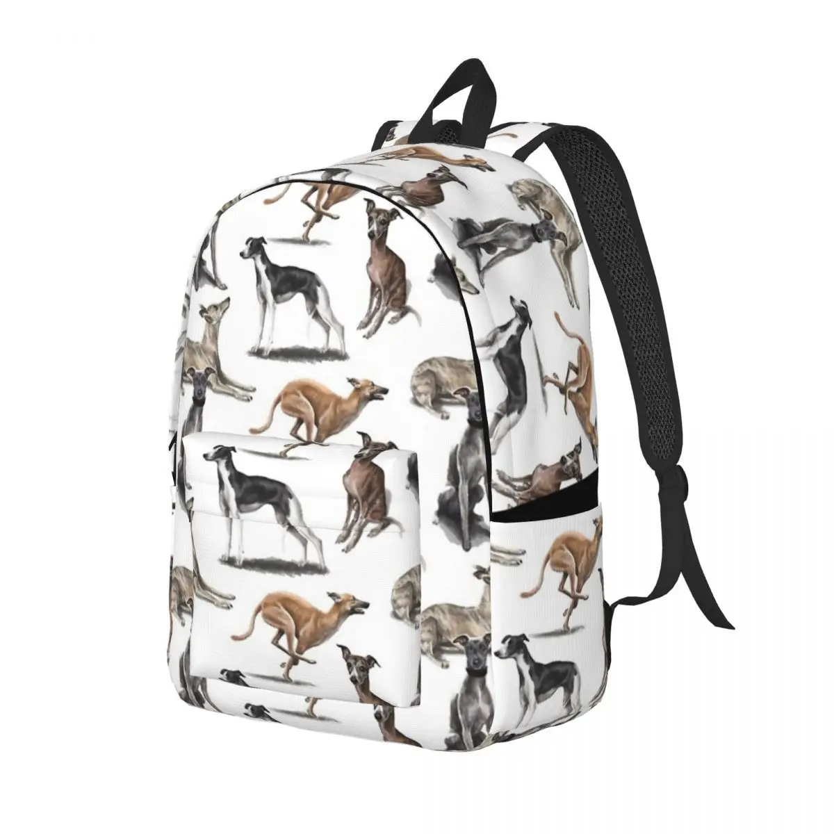 The Whippet Backpack Elementary High College School Student Greyhound Sighthound Dog Book Bags Men Women Canvas Daypack Outdoor