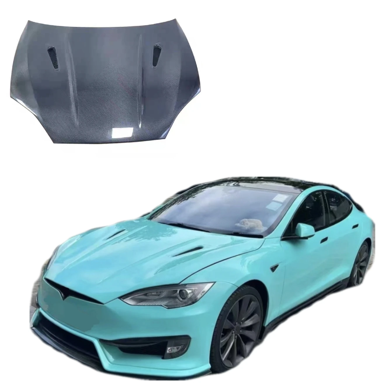 For Tesla Models Upgraded Carbon Fiber Engine Cover Hood