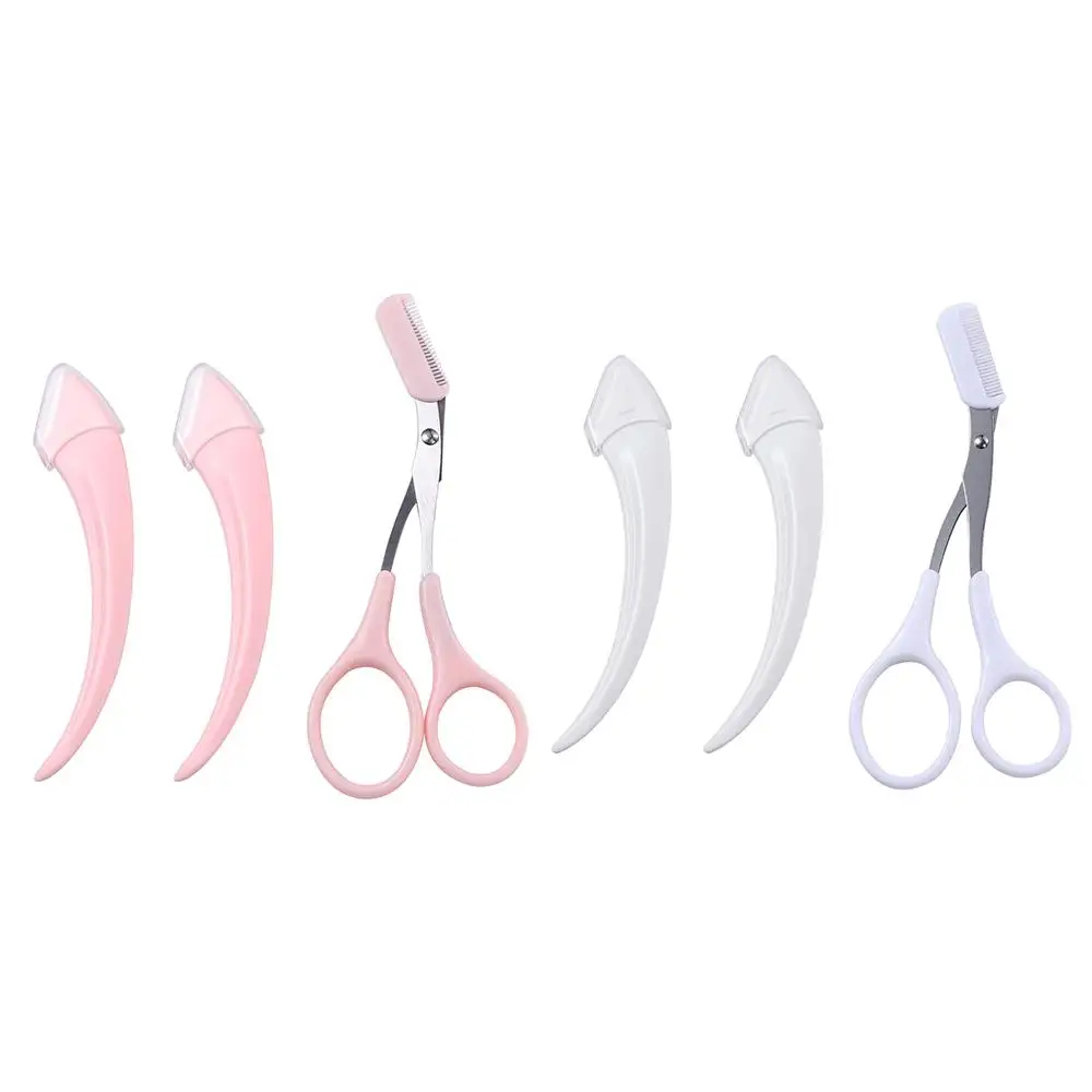 어플리케이터 눈썹 클리퍼 빗 미용 여성 메이크업 도구 빗이있는 눈썹 가위 눈썹 트리밍 눈썹 트리머 세트